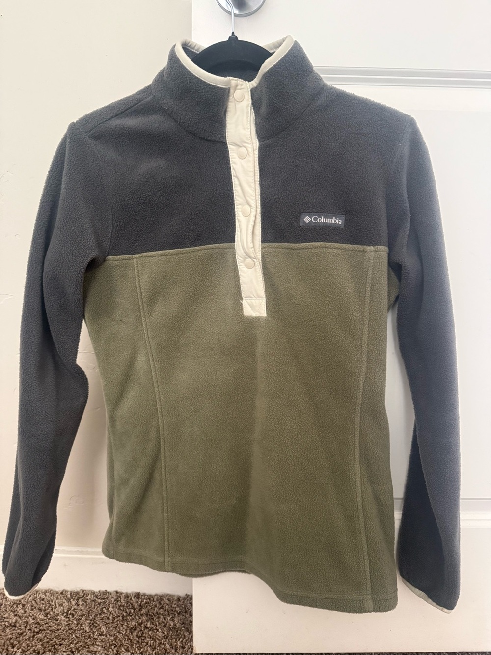 Columbia Two-Tone Fleece Pullover - Olive & Charcoal SZ XS
